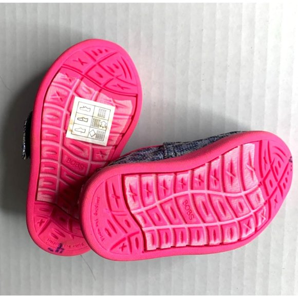 Bob Girls Baby Infant Size 4 Black Silver Sparkle Bling Flat Slip On Shoes Sneak - Picture 5 of 6